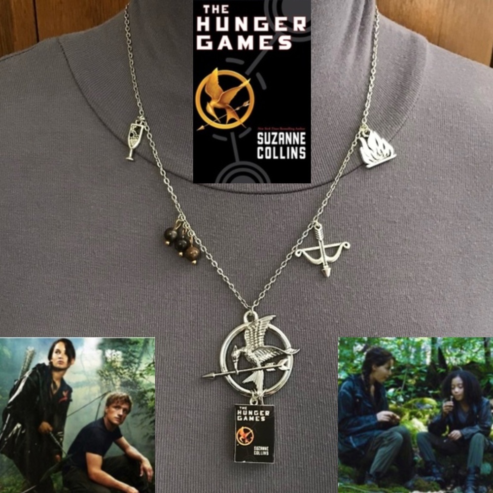 The Hunger Games by Suzanne Collins Handmade Literature Book Necklace Mockingjay